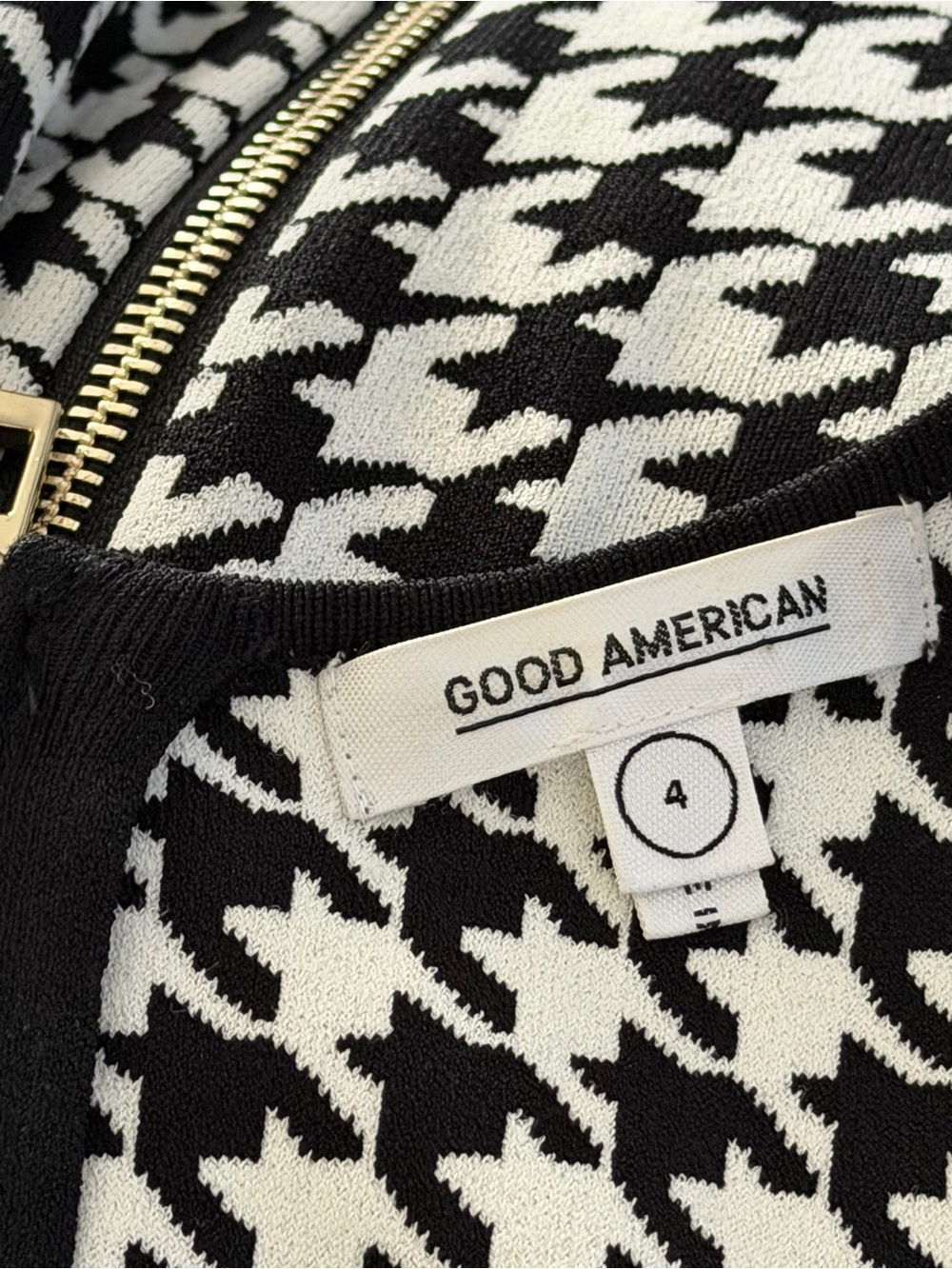 Good American | Black & White Houndstooth Bodycon Maxi Dress - Size 4 (XL) - Picture 7 of 8